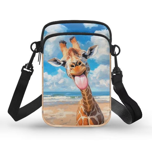 Funny Giraffe Small Crossbody Bags Cell Phone Purse Canvas :| - Picture 1 of 6